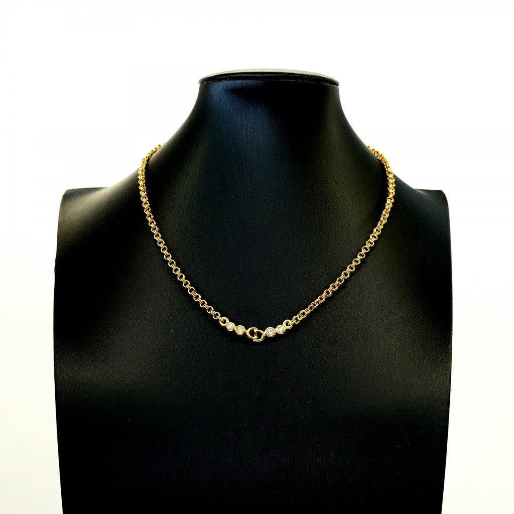Dior Necklace CD Logo Gold Plated Rhinestone — view 5