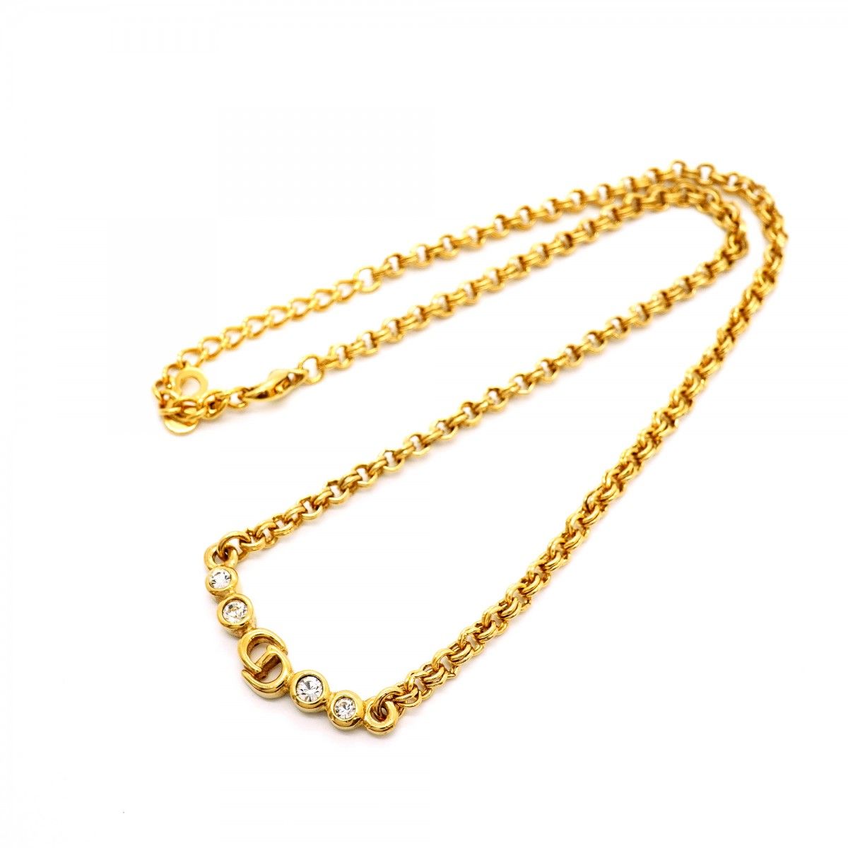Dior Necklace CD Logo Gold Plated Rhinestone — view 3