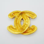 Chanel Brooch Vintage CC Logo Quilted Gold Plated — view 5