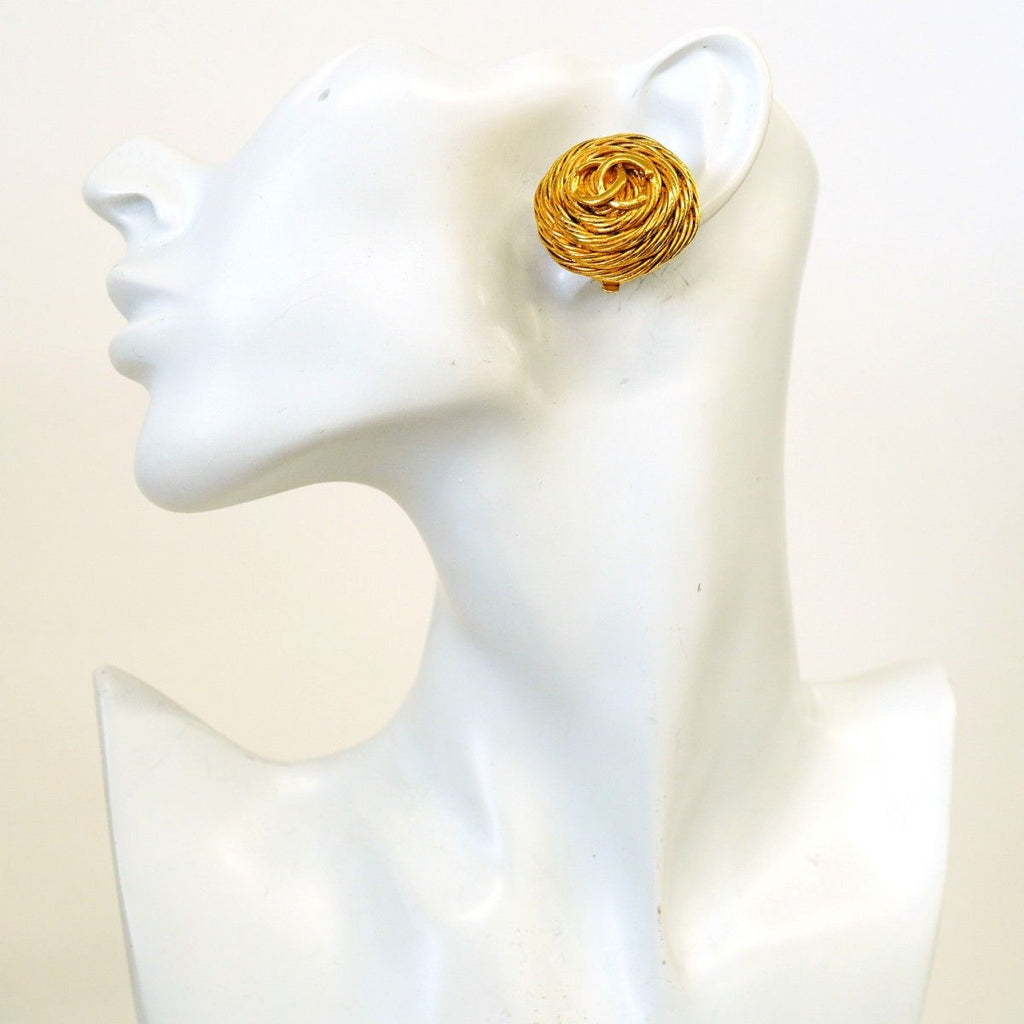 Chanel Earrings Vintage CC Logo Round — view 5