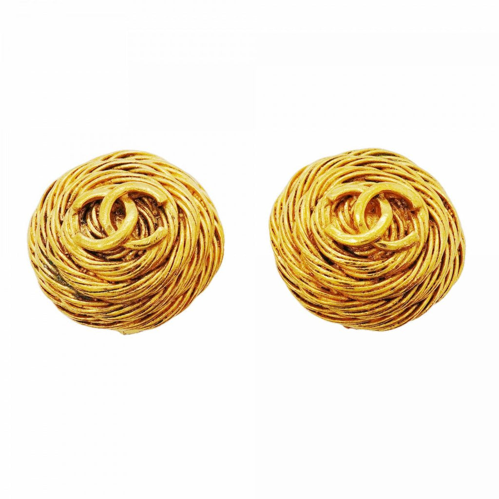 Chanel Earrings Vintage CC Logo Round