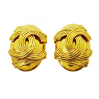 Chanel Earrings Vintage CC Logo Gold Plated