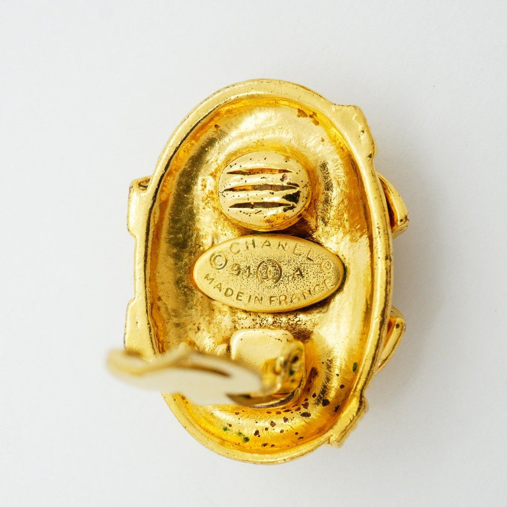 Chanel Earrings Vintage CC Logo Gold Plated — view 4
