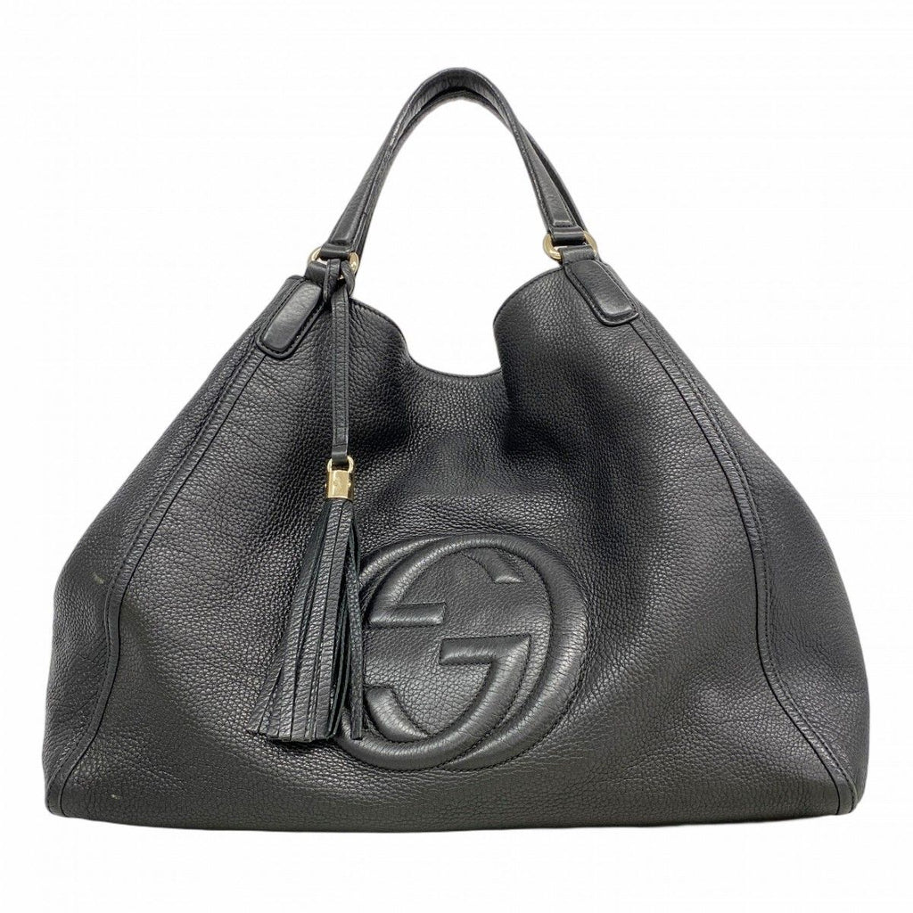 Gucci Tote Soho Leather Black Gold