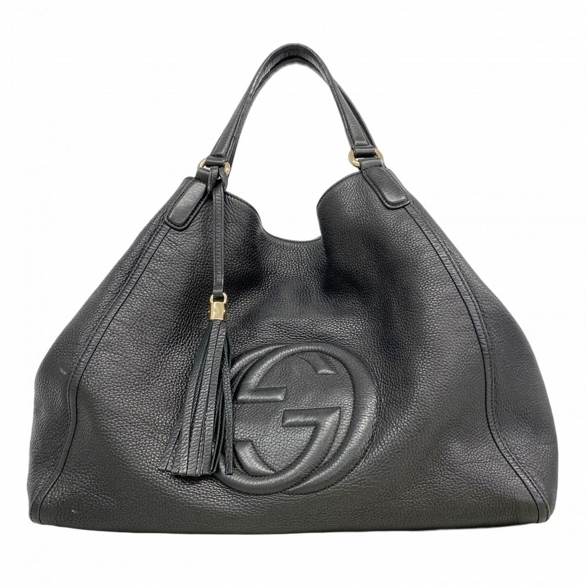 Gucci Tote Soho Leather Black Gold