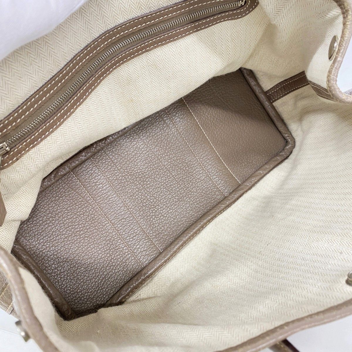 Hermes Tote Garden Party TPM Taurillon Clemence Etoupe Silver — view 4