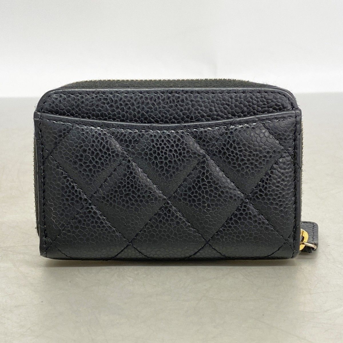 Chanel Coin Case Quilted Caviar Leather Black Gold — view 8