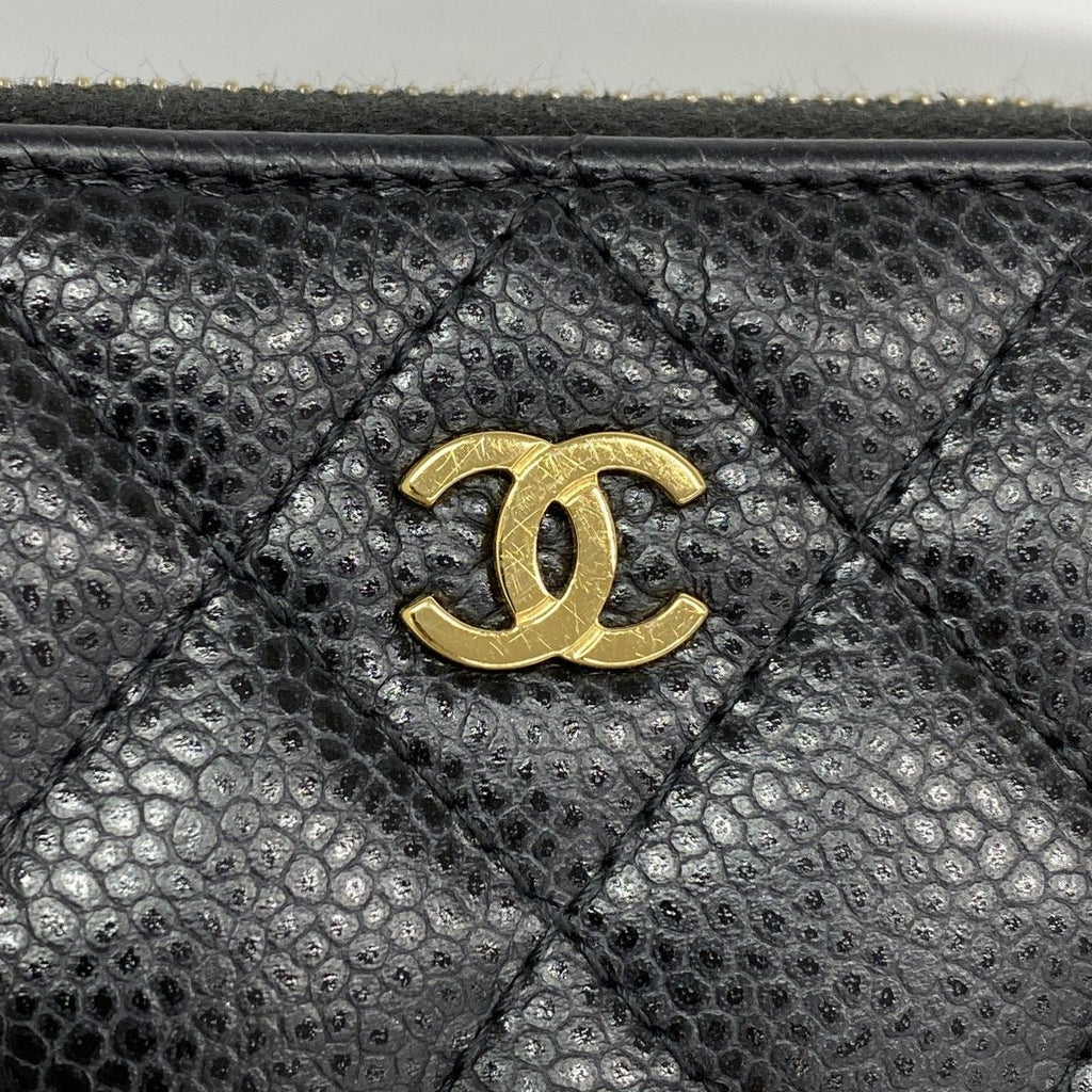 Chanel Coin Case Quilted Caviar Leather Black Gold — view 6