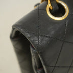 Chanel Shoulder Bag Quilted Lambskin Black Gold — view 9