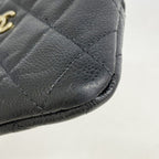 Chanel Coin Case Quilted Caviar Leather Black Champagne Gold — view 5