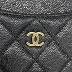 Chanel Coin Case Quilted Caviar Leather Black Champagne Gold — view 6