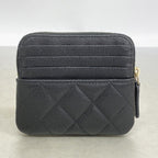 Chanel Coin Case Quilted Caviar Leather Black Champagne Gold — view 7