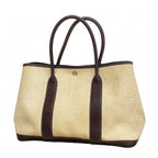 Hermes Tote Garden Party PM Toile Ash Brown Silver