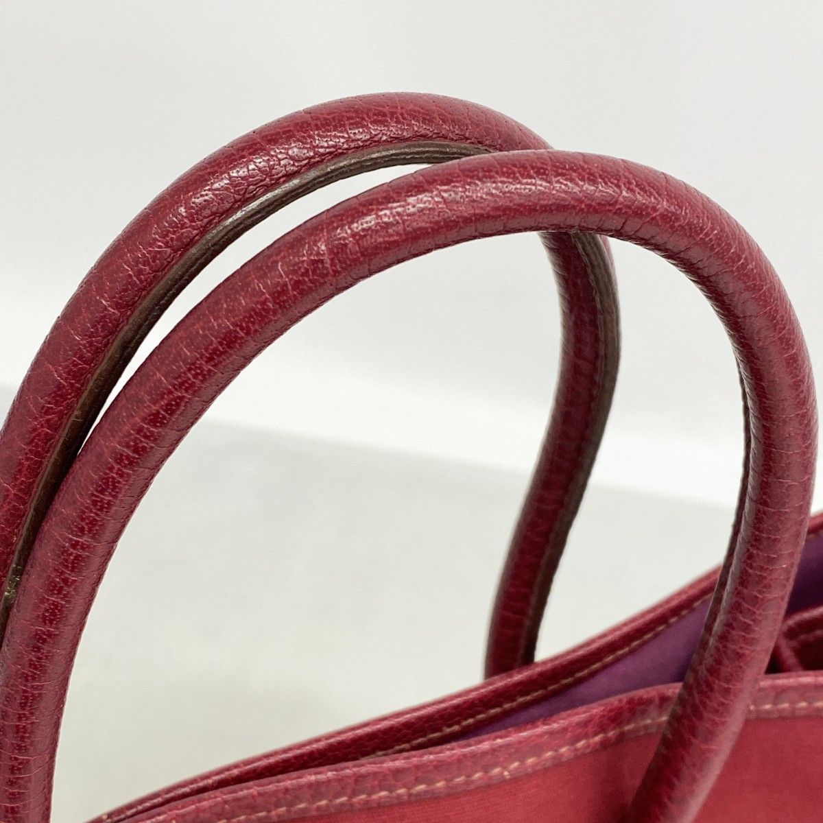 Hermes Handbag Garden Party TPM Toile Officier Red Silver 2-Way — view 8