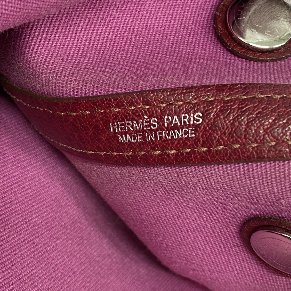 Hermes Handbag Garden Party TPM Toile Officier Red Silver 2-Way — view 5