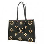 Louis Vuitton Tote Monogram Empreinte Bicolor On The Go MM Black Beige 2-Way