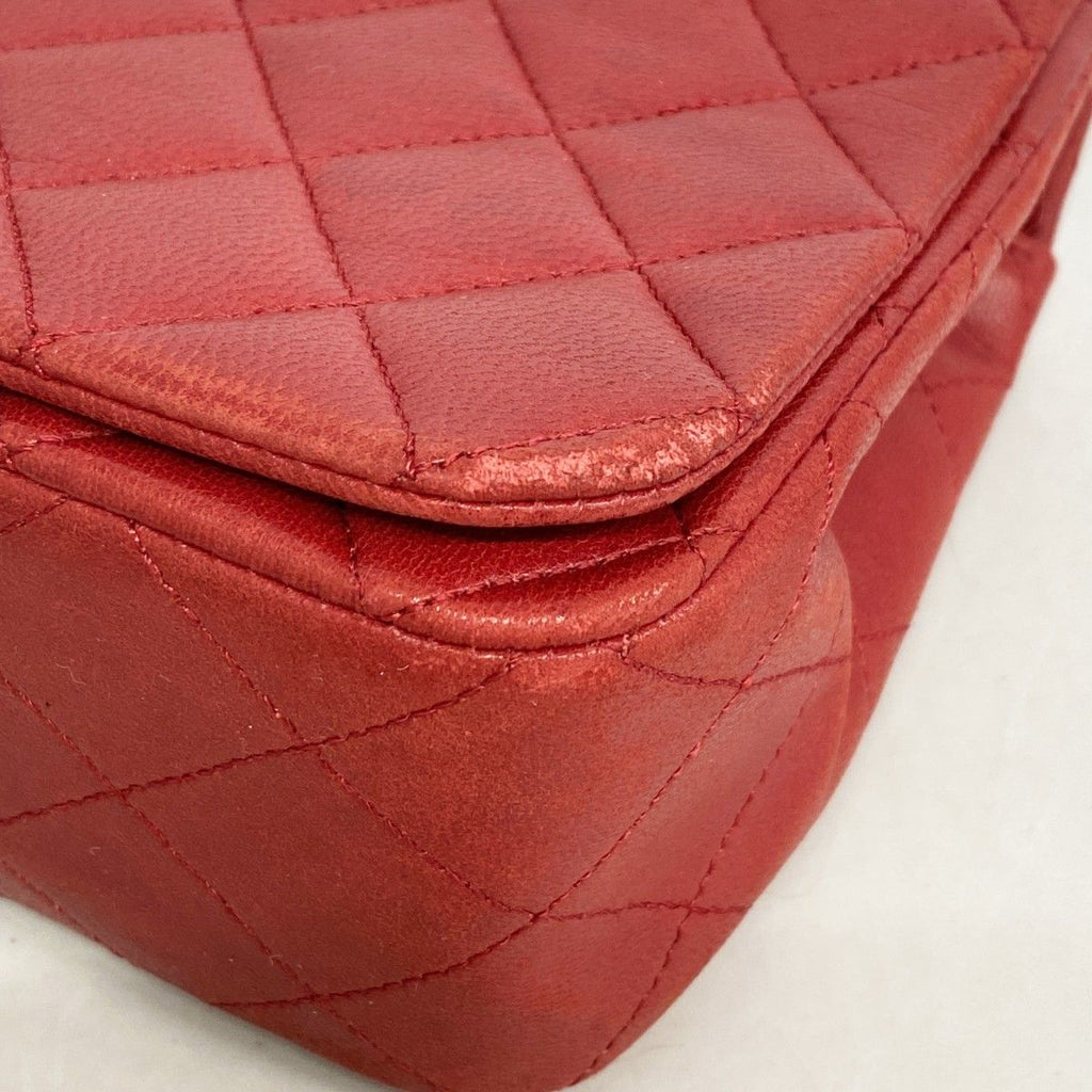 Chanel Shoulder Bag Quilted Lambskin Red Gold — view 6