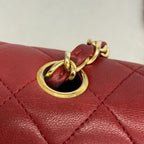 Chanel Shoulder Bag Quilted Lambskin Red Gold — view 8