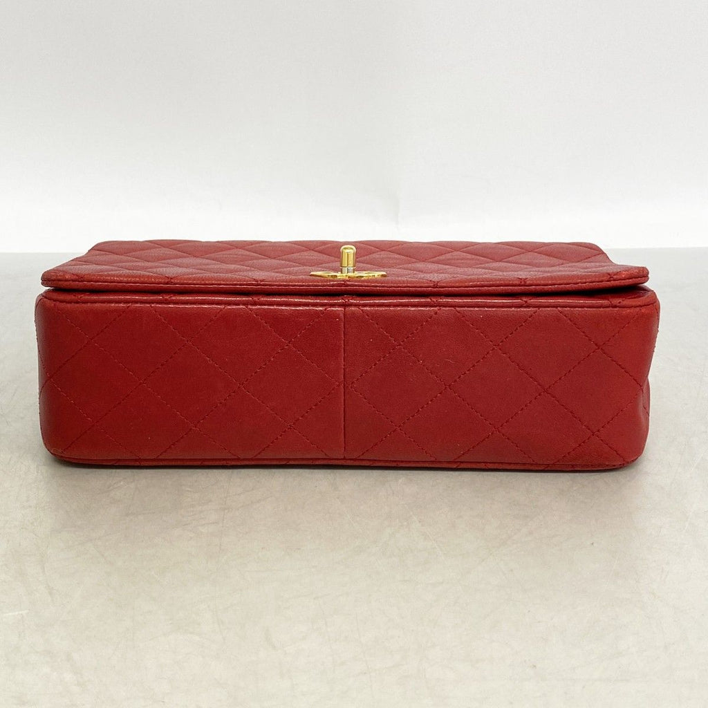 Chanel Shoulder Bag Quilted Lambskin Red Gold — view 3