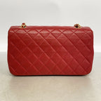Chanel Shoulder Bag Quilted Lambskin Red Gold — view 9