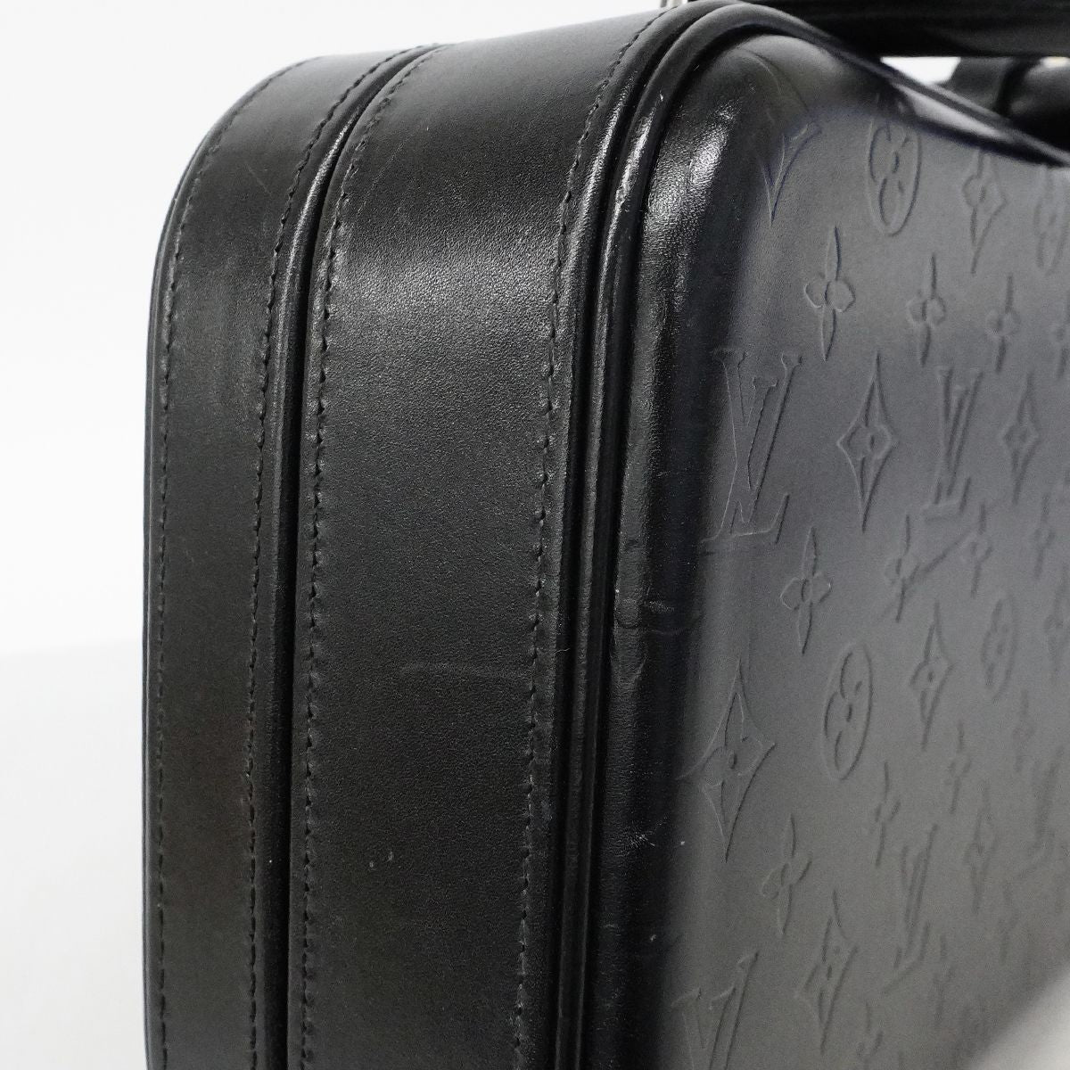 Louis Vuitton Handbag Monogram Glace Leather Valisette PM Noir — view 7