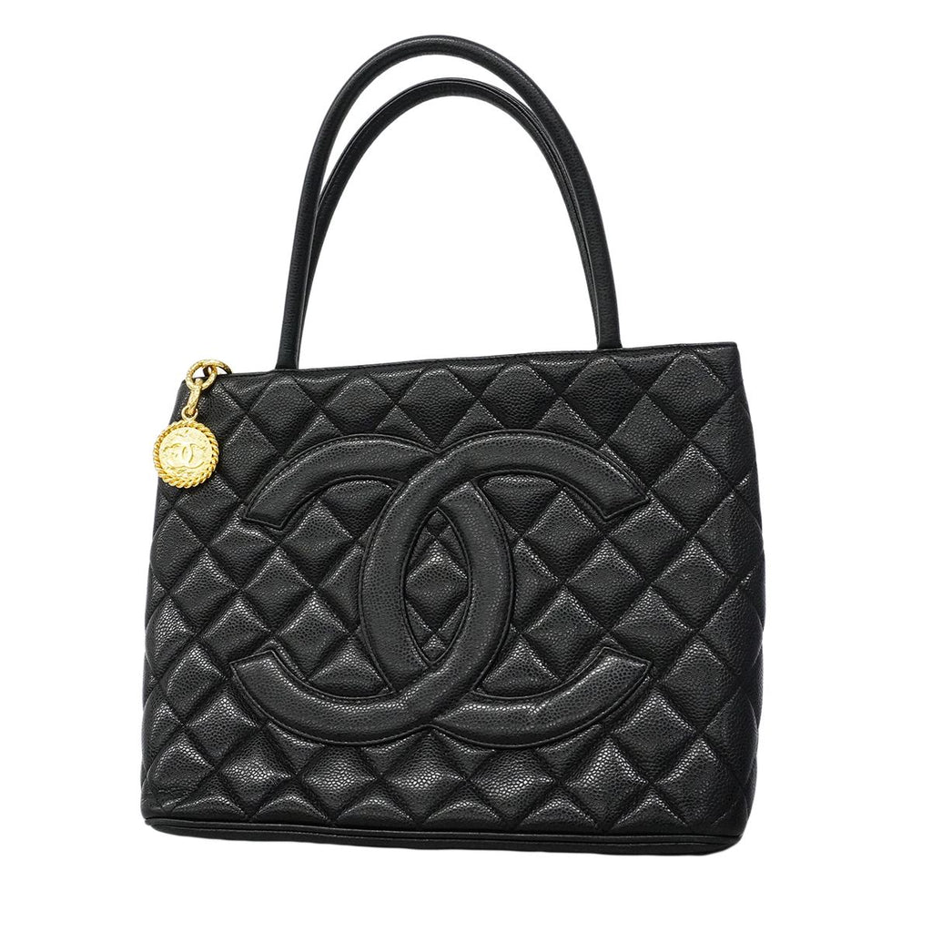 Chanel Tote Reissue Caviar Leather Black Gold