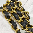 Chanel Shoulder Bag Deca Quilted Lambskin Black Gold — view 8