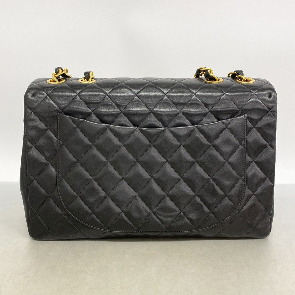 Chanel Shoulder Bag Deca Quilted Lambskin Black Gold — view 9