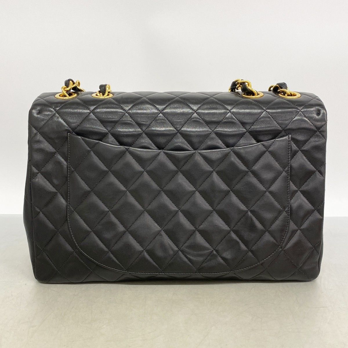 Chanel Shoulder Bag Deca Quilted Lambskin Black Gold — view 9