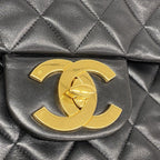 Chanel Shoulder Bag Deca Quilted Lambskin Black Gold — view 7
