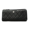 Chanel Wallet Quilted Lambskin Black Silver