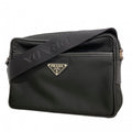 Prada Shoulder Bag Saffiano Tessuto Nylon Black Silver