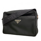 Prada Shoulder Bag Saffiano Tessuto Nylon Black Silver