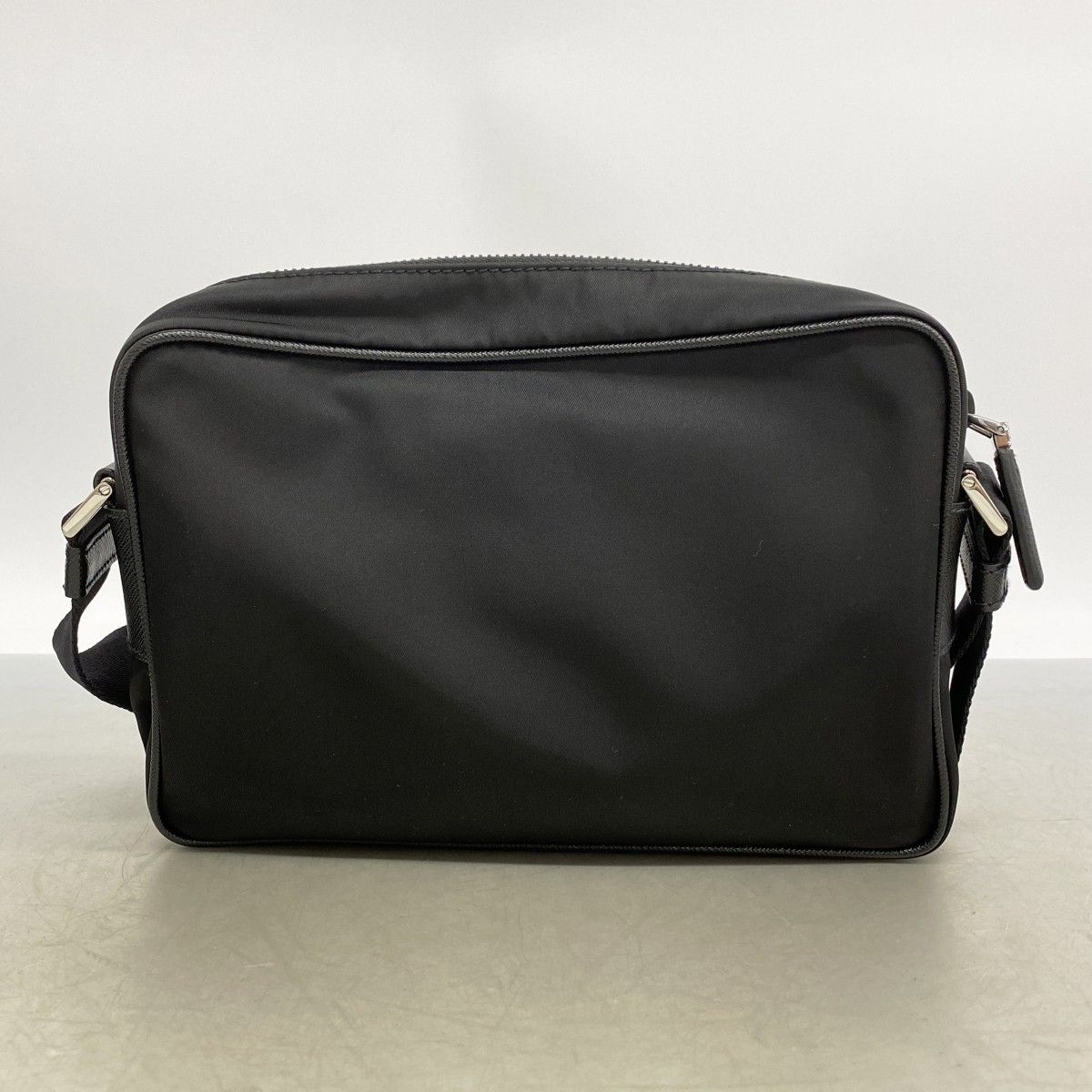 Prada Shoulder Bag Saffiano Tessuto Nylon Black Silver — view 6