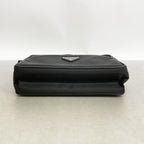 Prada Shoulder Bag Saffiano Tessuto Nylon Black Silver — view 3