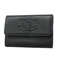 Chanel Card Case Caviar Leather Black Silver