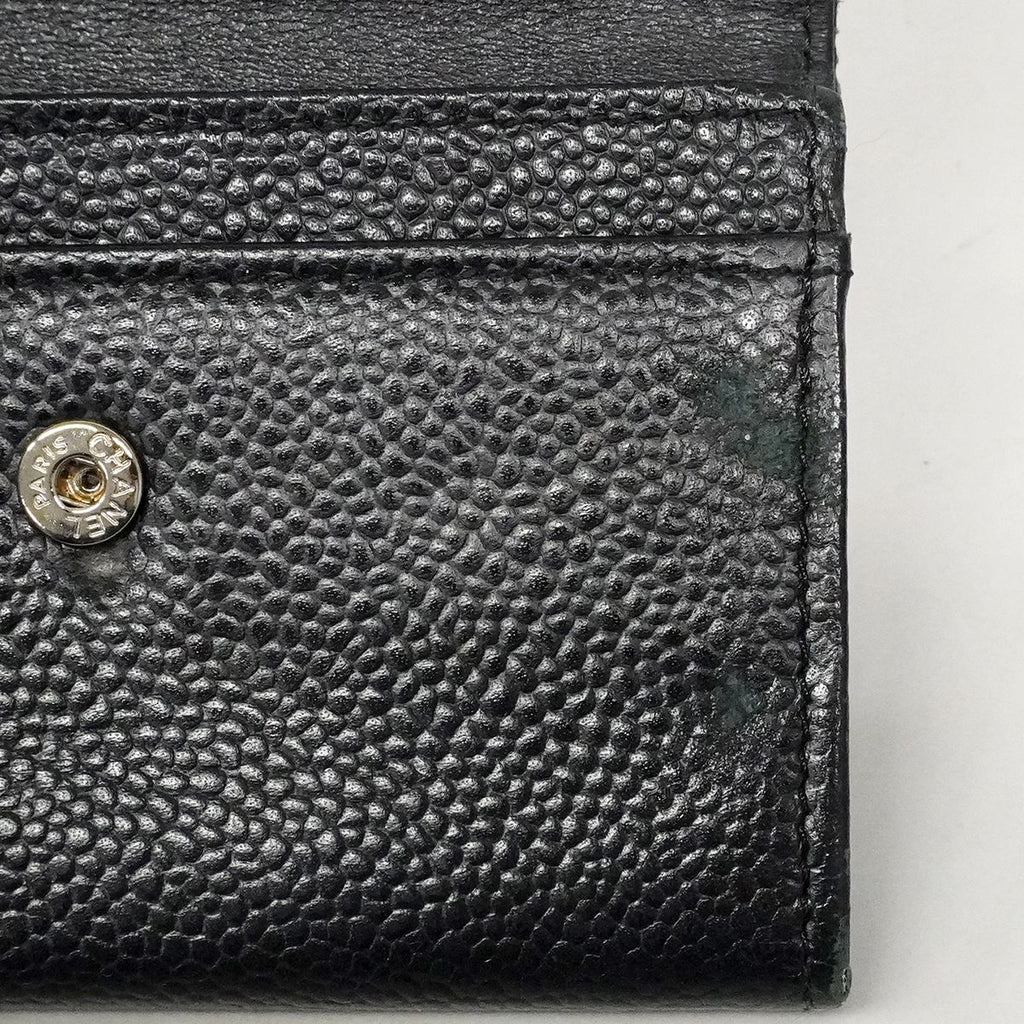 Chanel Card Case Caviar Leather Black Silver — view 9