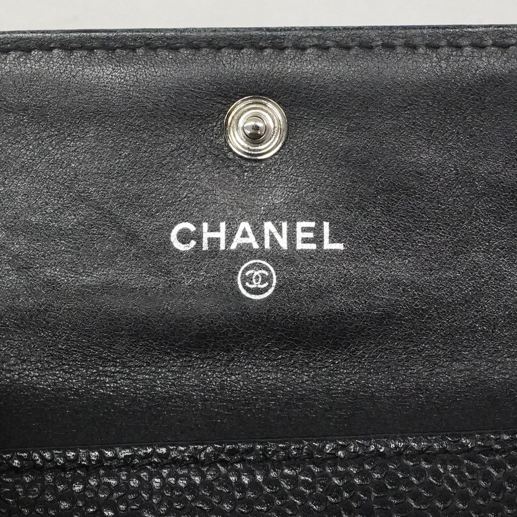 Chanel Card Case Caviar Leather Black Silver — view 5