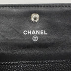 Chanel Card Case Caviar Leather Black Silver — view 5