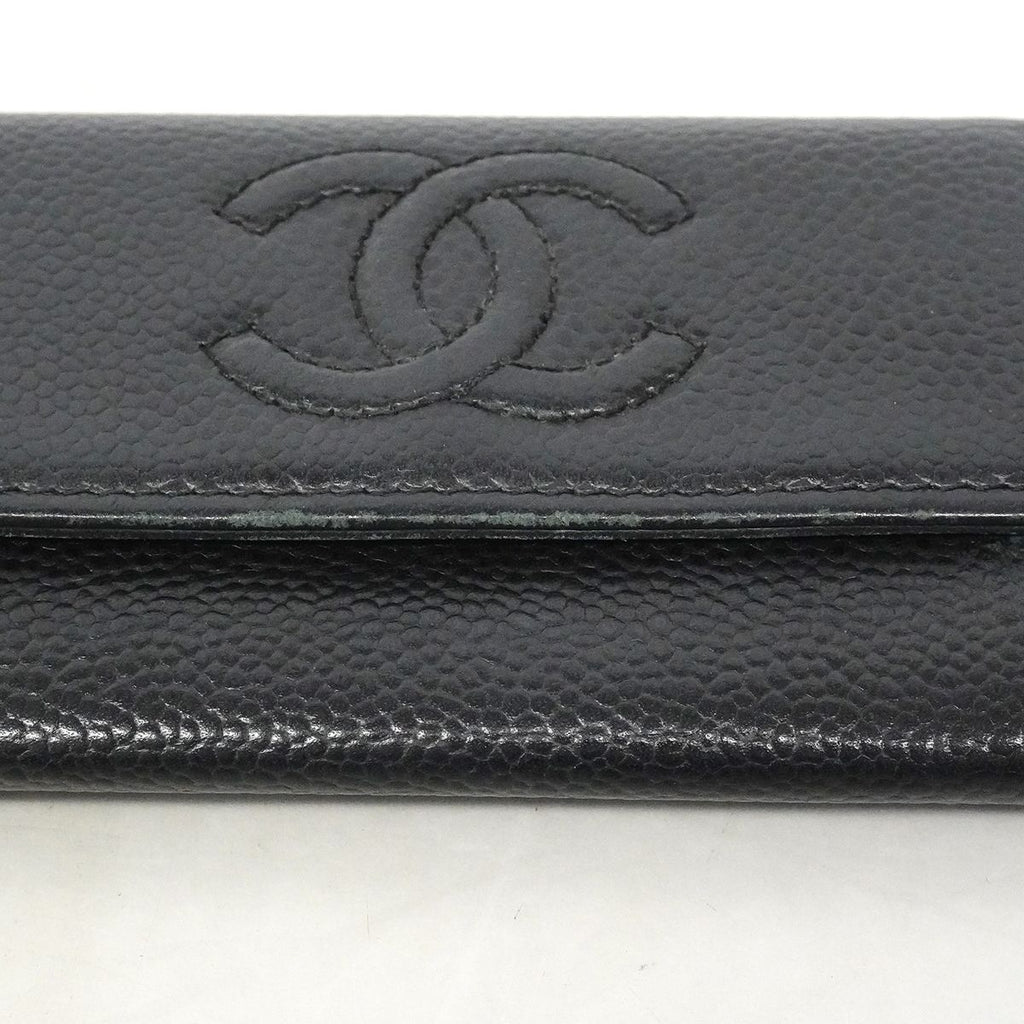 Chanel Card Case Caviar Leather Black Silver — view 8