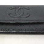 Chanel Card Case Caviar Leather Black Silver — view 8
