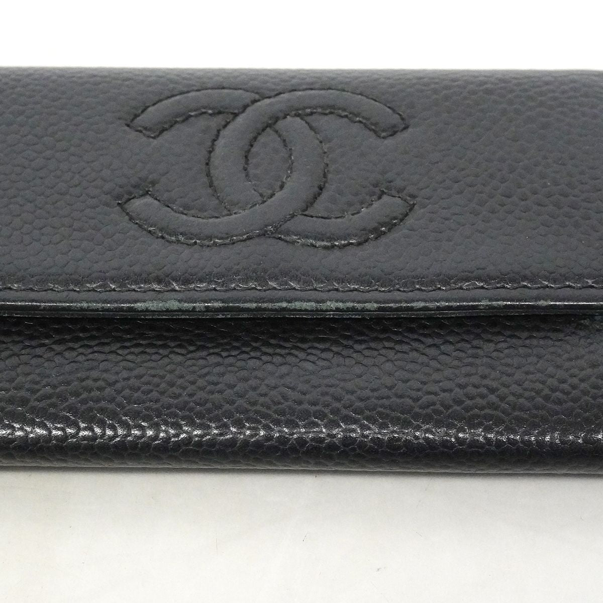 Chanel Card Case Caviar Leather Black Silver — view 8