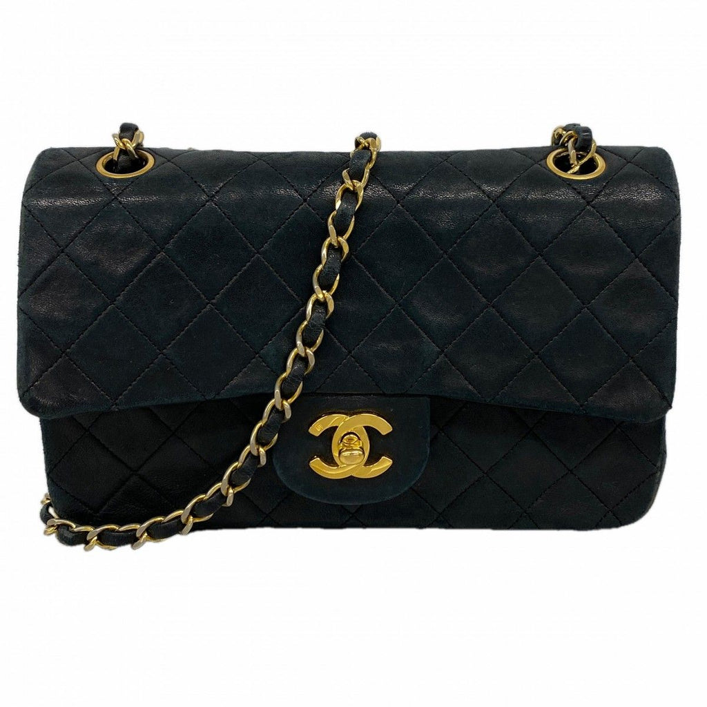 Chanel Shoulder Bag Quilted Lambskin Black Gold