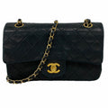 Chanel Shoulder Bag Quilted Lambskin Black Gold