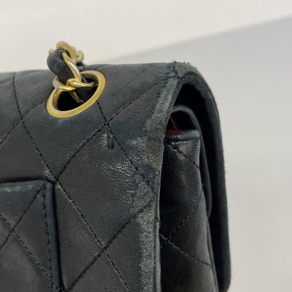 Chanel Shoulder Bag Quilted Lambskin Black Gold — view 7