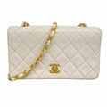 Chanel Shoulder Bag Quilted Lambskin White Gold