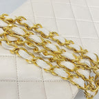 Chanel Shoulder Bag Quilted Lambskin White Gold — view 9