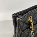 Chanel Shoulder Bag Quilted Lambskin Black Gold — view 6