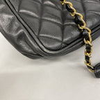 Chanel Shoulder Bag Quilted Lambskin Black Gold — view 7