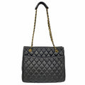Chanel Shoulder Bag Quilted Lambskin Black Gold